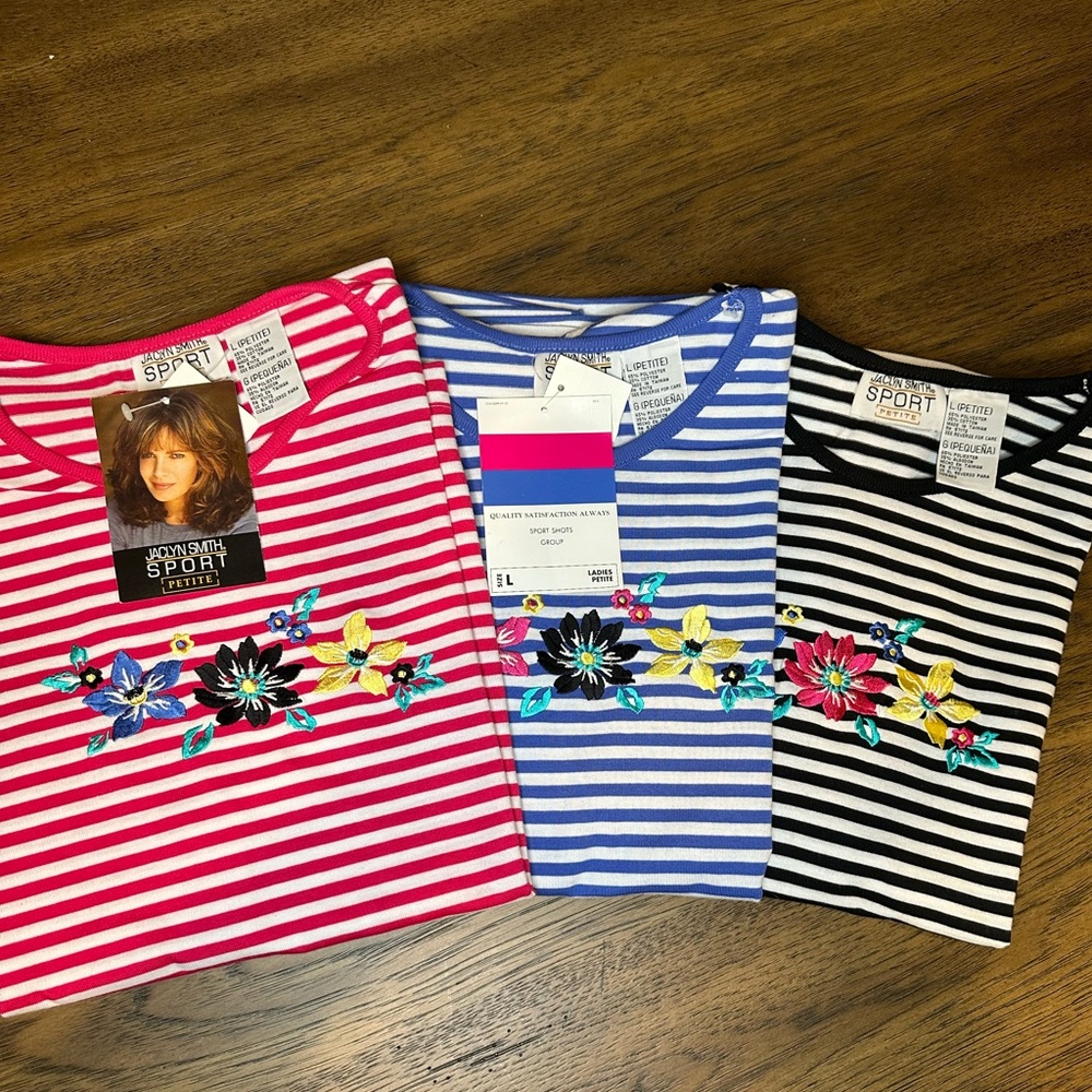 Jaclyn Smith Sport Black and Red and blue Tops. PL Bundle of 3